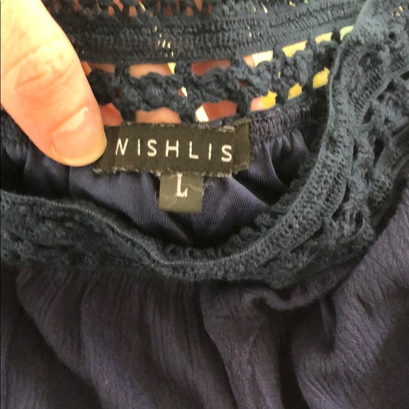 ❤️ Wishlist navy pull on crepe flowy pants L - Picture 2 of 6